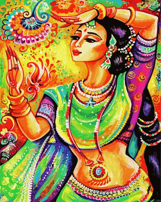 Colorful Indian Dancer Painting By Numberss.png