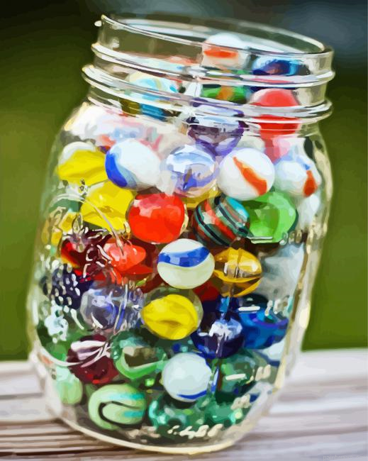 Colorful Marbles In Jar Painting By Numberss.png