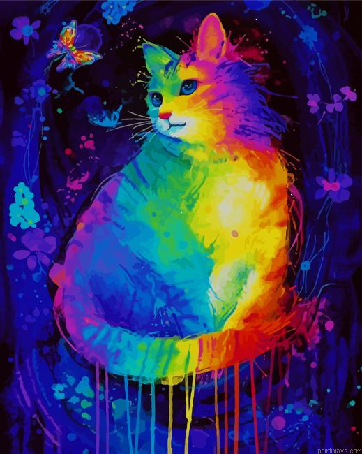 Colorful Mystical Cat New Painting By Numberss.png