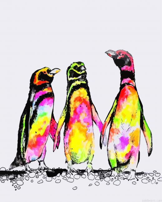 Colorful Penguin Art Painting By Numberss.png