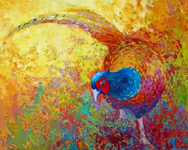 Colorful Pheasant Bird Painting By Numberss.png