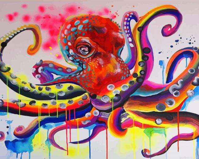 Colorful Red Octopus Painting By Numberss.png