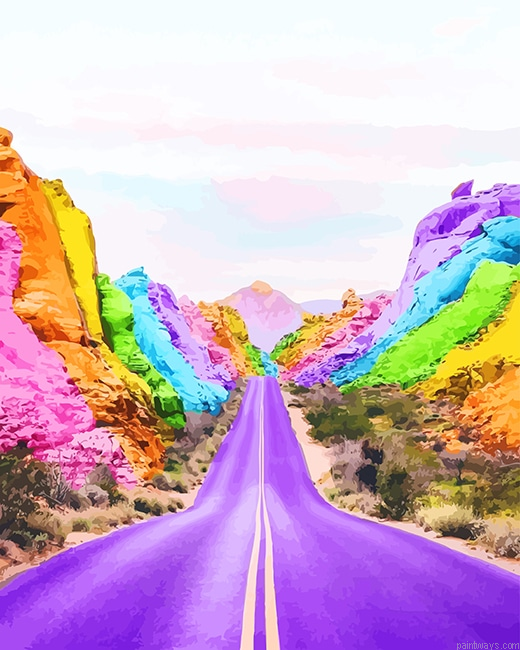 Colorful Road Roads Painting By Numberss.png
