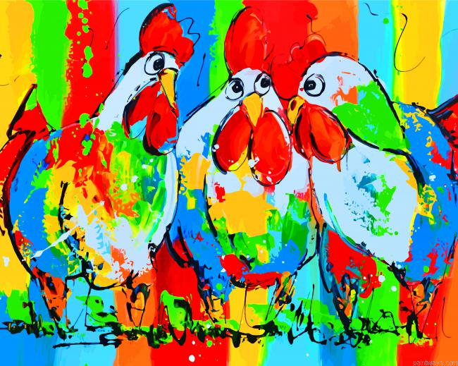 Colorful Roosters Painting By Numbers.png