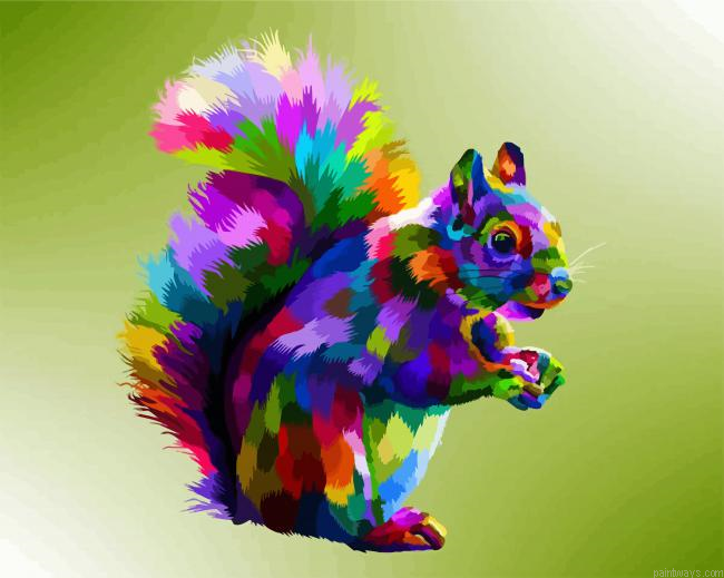 Colorful Squirrel Art Painting By Numberss.png