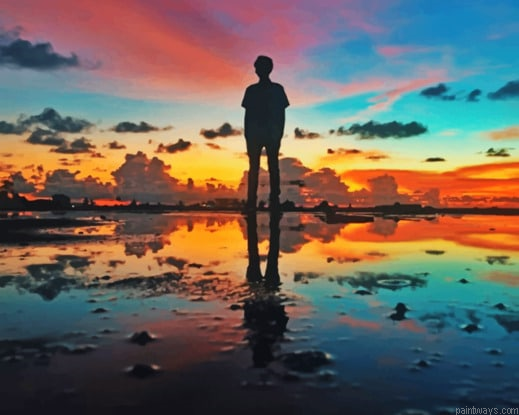 Colorful Sunset Silhouette New Painting By Numberss.png