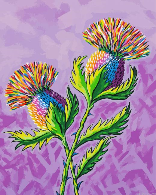 Colorful Thistle Flower Painting By Numberss.png