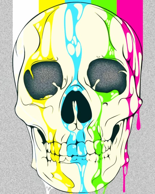 Colors Splash Skull Arts Painting By Numberss.png