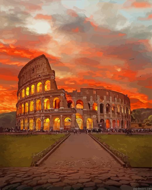 Colosseum Rome Sunset New Painting By Numberss.png