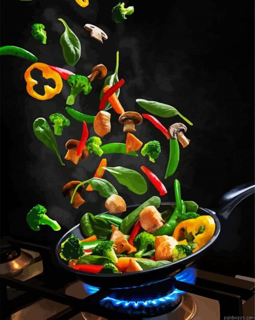 Cooking Flying Food Painting By Numberss.png