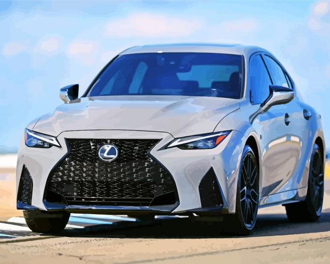 Cool White Lexus Car Painting By Numberss.png