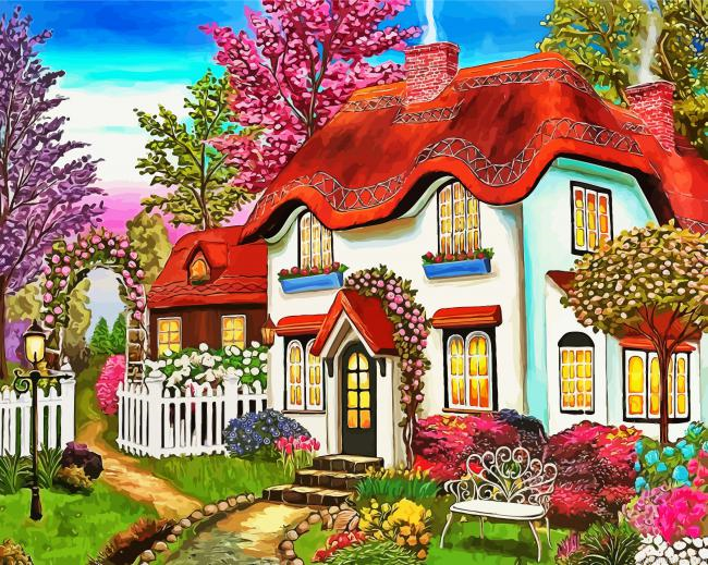 Cottage House Painting By Numberss.png
