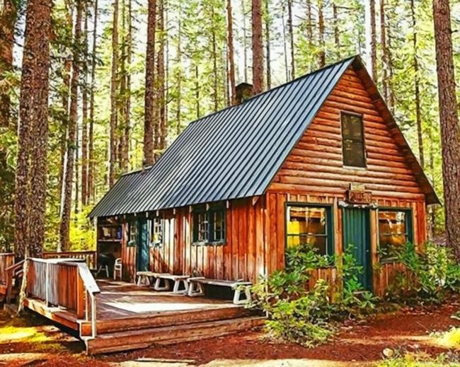 Cottage In Forest Painting By Numberss.png