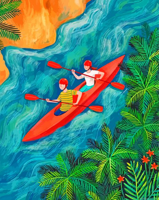 Couple In Kayaks Painting By Numberss.png