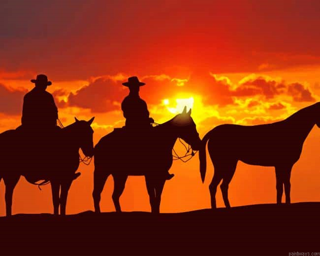Cow Boys At Sunset New Painting By Numberss.png