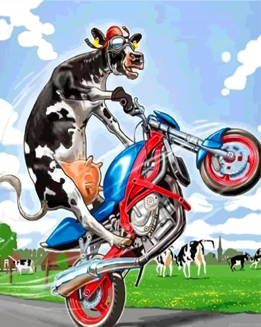 Cow On Motorcycle Painting By Numbers.png