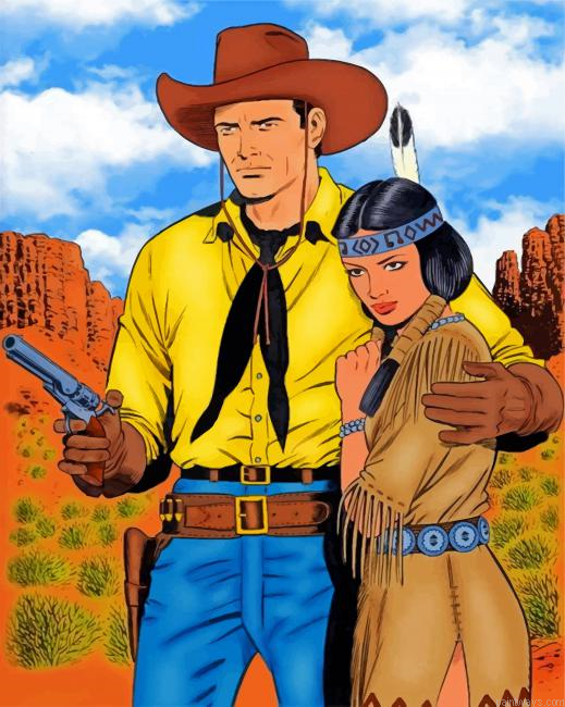 Cowboy Man And Native Woman Painting By Numbers.png