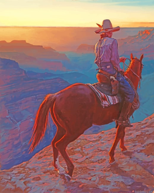 Cowboy On Horse Painting By Numberss.png
