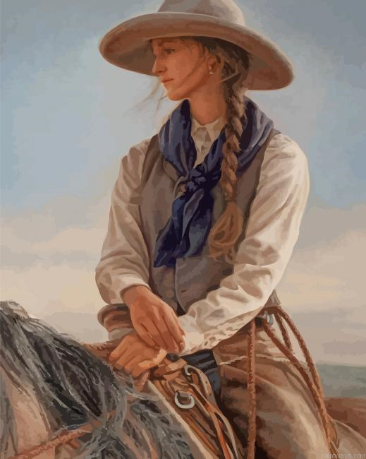 Cowgirl On A Horse New Painting By Numberss.png