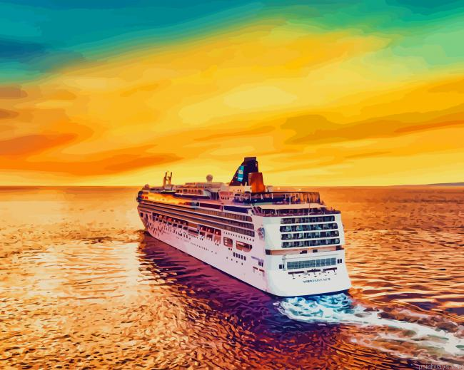 Cruise Ship In Beach New Painting By Numberss.png
