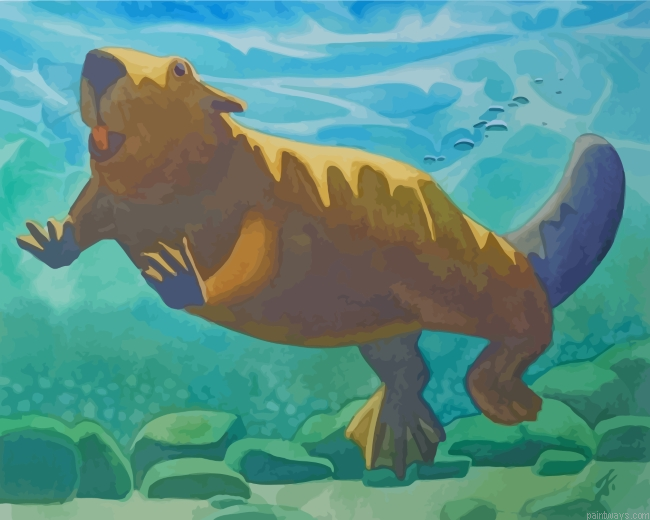 Cute Beaver Underwater Painting By Numberss.png