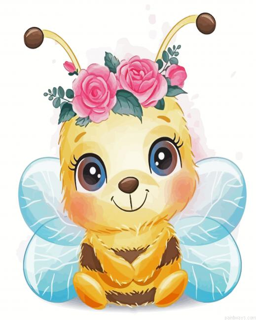 Cute Bee Insect Painting By Numberss.png