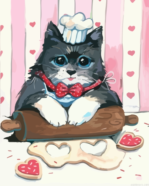 Cute Cat Cooking Painting By Numbers.png