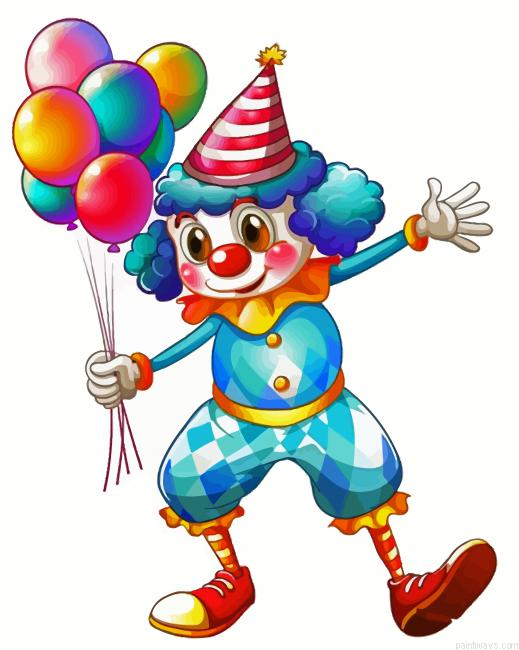 Cute Clown Painting By Numberss.png