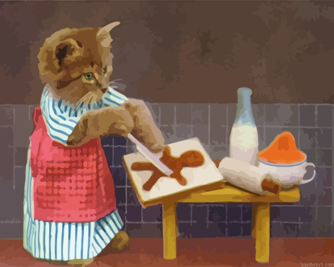 Cute Kitten Cooking Painting By Numbers.png