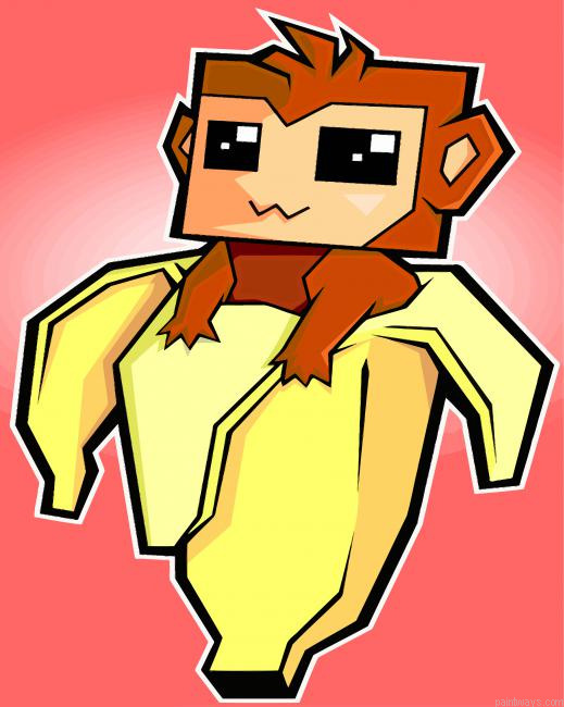 Cute Monkey In Banana Painting By Numbers.png