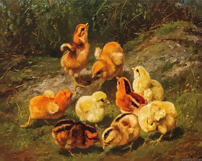 Cute Nine Chicks Painting By Numberss.png