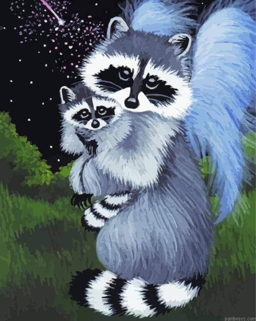 Cute Raccoons Painting By Numberss.png