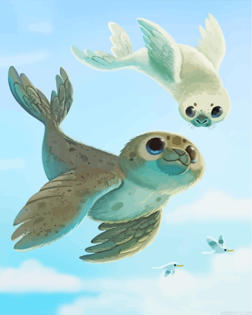 Cute Seals Painting By Numberss.png