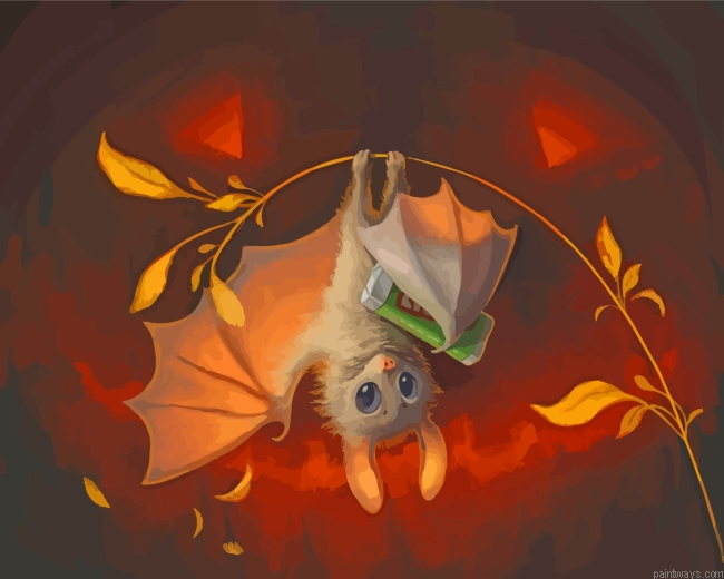 Cute White Bat Painting By Numberss.png