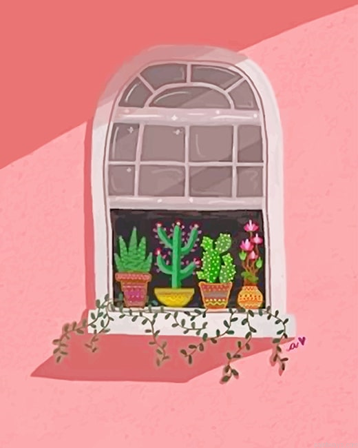 Cute Window With Plants New Painting By Numberss.png