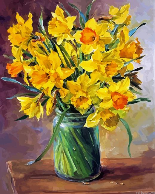Daffodils Glass Vase Painting By Numberss.png
