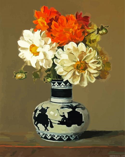 Dahlias Vase Still Life Painting By Numberss.png