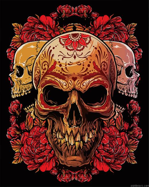 Dead Skulls Roses Painting By Numberss.png
