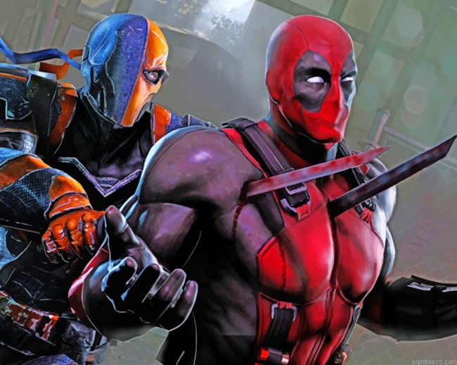 Deadpool Injured In A Fight New Painting By Numberss.png