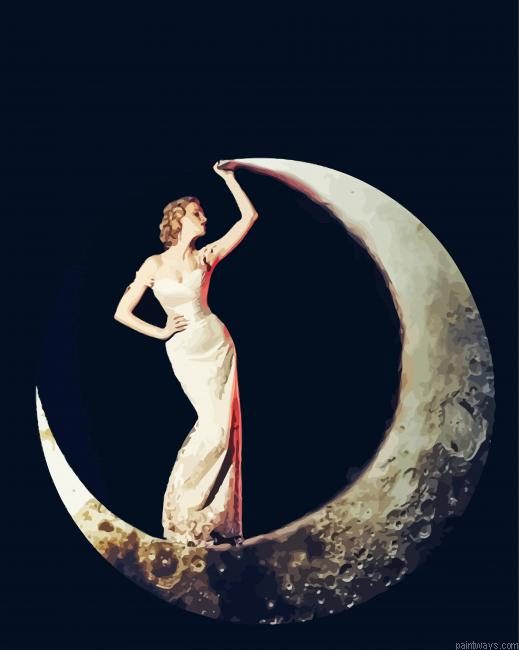 Deco Moon Lady Painting By Numberss.png