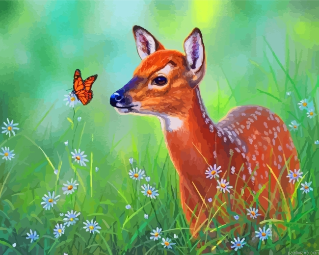 Deer And Butterfly Painting By Numbers.png