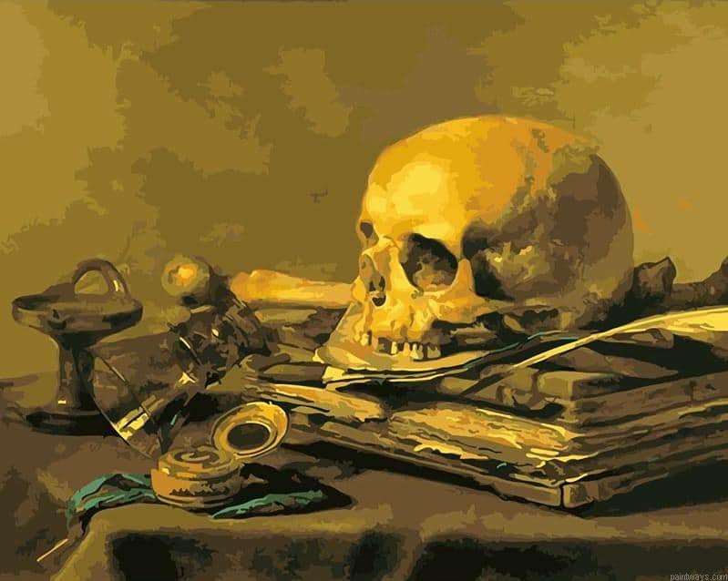 Desk Skeleton Still Life Painting By Numberss.png