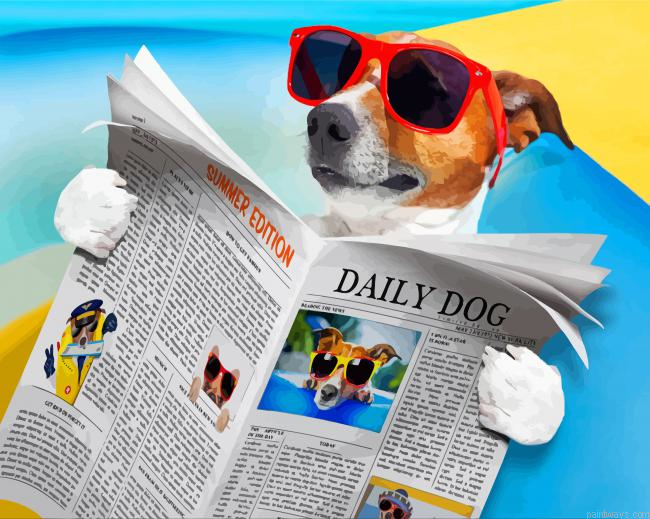 Dog Reading Newspaper Painting By Numbers.png