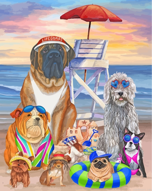 Dogs Enjoying The Summer Painting By Numbers.png