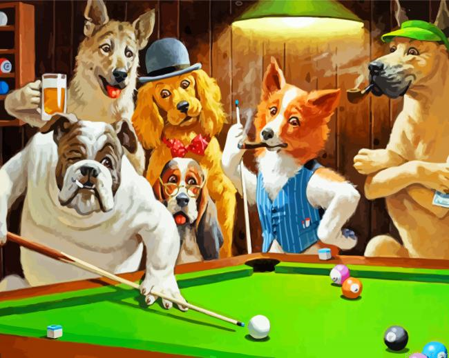 Dogs Playing Pool Painting By Numberss.png