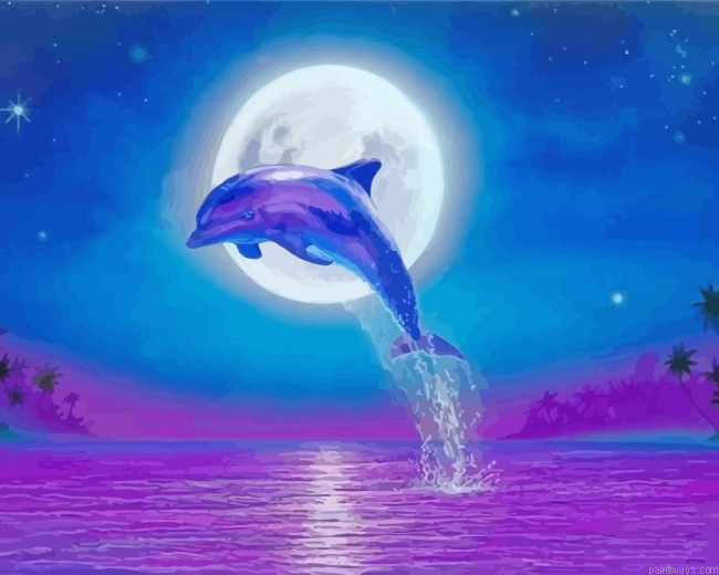 Dolphin Moonlight Painting By Numberss.png