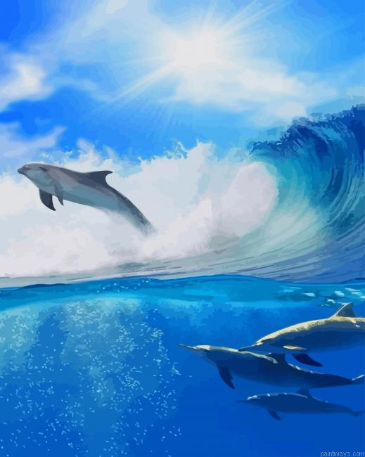 Dolphins Riding Waves New Painting By Numberss.png