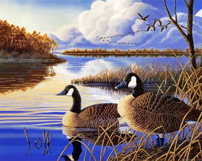 Ducks In A River Painting By Numberss.png