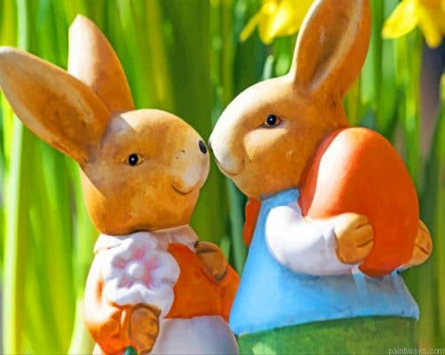 Easter Bunny Rabbits Painting By Numbers.png