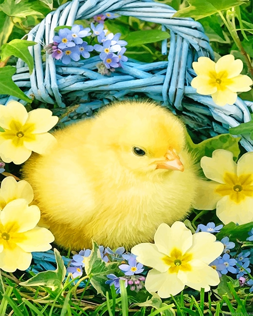 Easter Chicks In Basket New Painting By Numberss.png